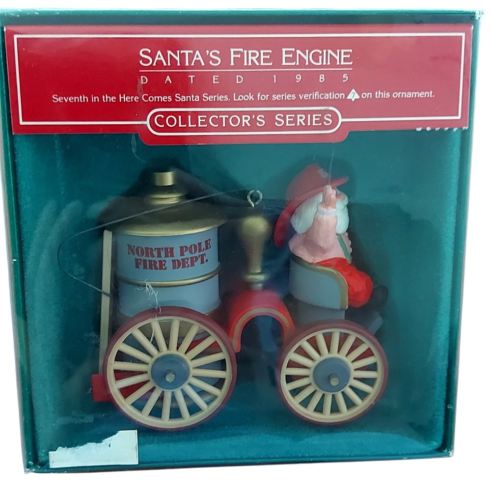 Vintage 1985 Hallmark Keepsake Ornament Santa's Fire Engine Here Comes Santa